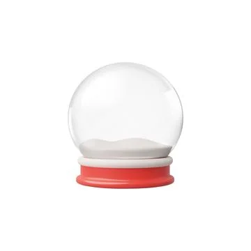 Empty 3d Christmas snow globe with a clear dome and classic red base, holiday Stock Illustration