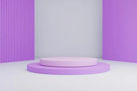 Empty 3D cylinder podium on a vibrant purple studio background Stock Illustration