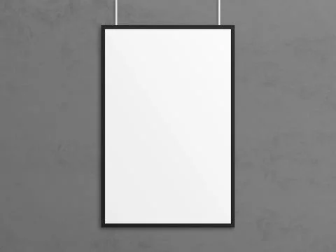 Empty 3D illustration tabloid poster mockup with black frame. Illustrazione stock