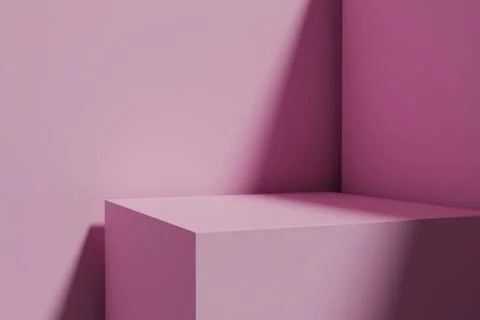 Empty 3D studio background in a bright corner with soft blush pink walls 스톡 일러스트