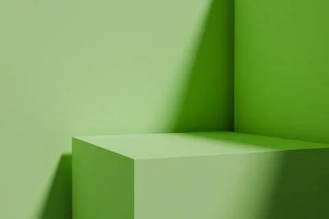 Empty 3D studio background in a bright corner with soft green walls Stock Illustration