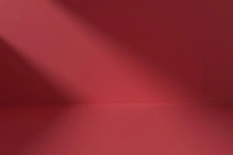 Empty 3D studio background in a bright corner with dark red walls and shadows 스톡 일러스트