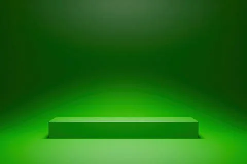 Empty 3D studio corner background in bright lime green with overhead light Stock Illustration