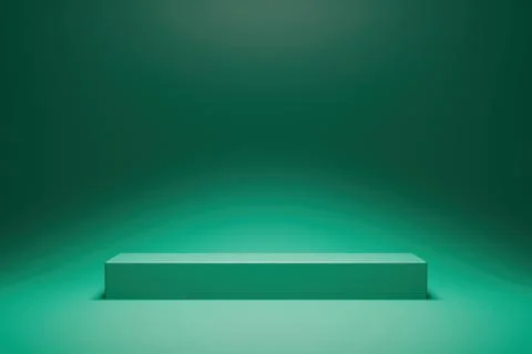 Empty 3D studio corner background in deep forest green with lighting Stock Illustration