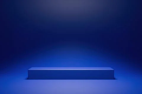 Empty 3D studio corner background in dark navy blue with dramatic shadow Illustrazione stock