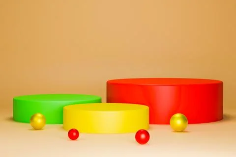 Empty 3D studio podium with gifts for holiday product display in orange scene Stock Illustration