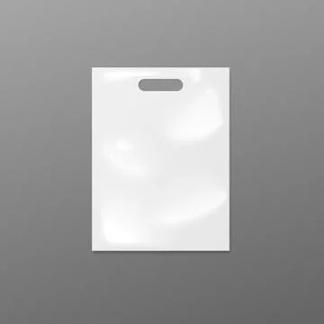 Empty 3D white plastic bag - vector isolated realistic illustration Stock Illustration