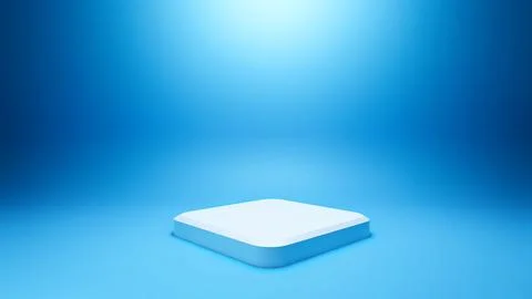 Empty 3d white podium minimal studio blue background for product display. Stock Illustration