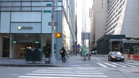 Empty 6th Avenue Midtown Corporate NYC Streets During Coronavirus Video stock 127397669