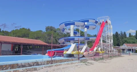 Empty abandoned amusement park on the beach in Croatia. 스톡 동영상 132730422