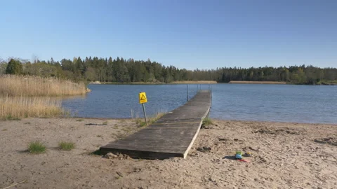 Empty abandoned beach in Sweden during Covid19 Coronavirus epidemic outbreak Stock Footage 132130532