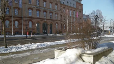 Empty abandoned building of public Cracow University of Technology. Stock Footage 146973713
