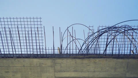 Empty, abandoned construction site, iron and concrete. Stock Footage 142673631