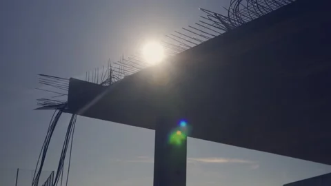 Empty, abandoned construction site with sun flare. Stock Footage 142673795