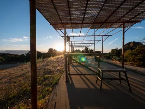 Empty Abandoned Outdoor Shooting Range Bays Stock Photos