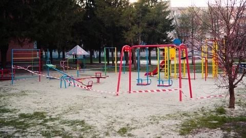 Empty abandoned playground during quarantine Stock Footage 127823661