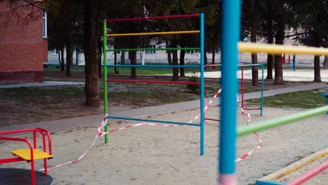 Empty abandoned playground during quarantine Stock Footage 127823793
