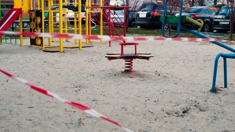Empty abandoned playground during quarantine Stock Footage 127823802