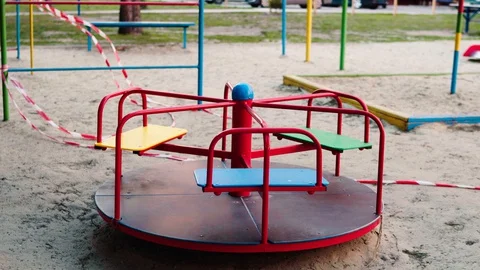 Empty abandoned playground during quarantine Stock Footage 127823804