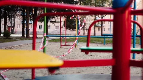 Empty abandoned playground during quarantine Stock Footage 127823875
