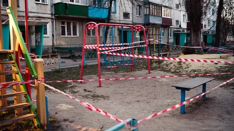Empty abandoned playground during quarantine Stock Footage 127823951