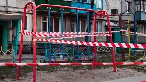 Empty abandoned playground during quarantine Stock Footage 127824010