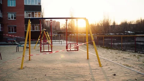 Empty abandoned playground during quarantine Stock Footage 127824040