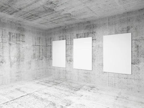 Empty abstract art gallery concrete hall interior. 3d illustration 스톡 일러스트