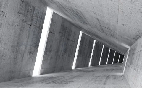 Empty abstract concrete interior, 3d render of pitched tunnel Stock Illustration