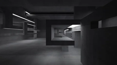 Empty abstract concrete room interior. 3D animation. 3D rendering. Stock-Footage 62362389