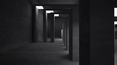 Empty abstract concrete room interior. Night view. Video stock 67238148