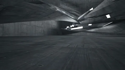 Empty abstract concrete room interior. Night view. Stock Footage 68108419