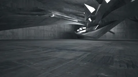 Empty abstract concrete room interior. Night view. Vídeo Stock 68108575