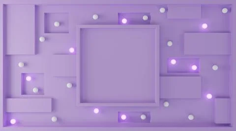 Empty abstract frame with glowing geometry object 3D render illustration イラスト素材
