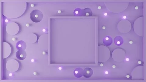 Empty abstract frame with glowing geometry object 3D render illustration Illustrazione stock