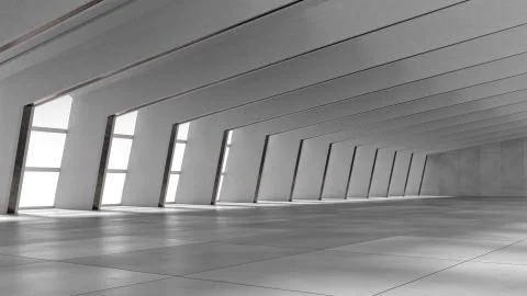 Empty abstract modern concrete interior. 3D illustration. 3D rendering. Stock Illustration