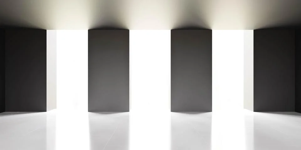 Empty abstract studio room with black columns background 3d render illustration Stock Illustration