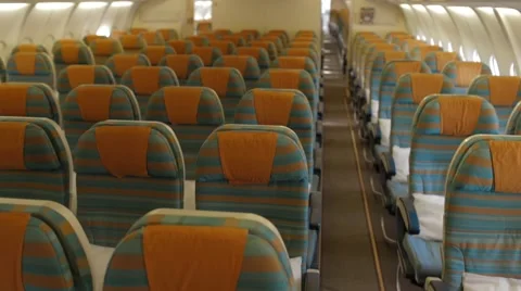 Empty Airplane Seats In The Cabin Stock Footage 62202548