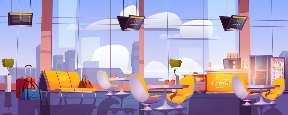 Empty airport cafe interior Illustrazione stock