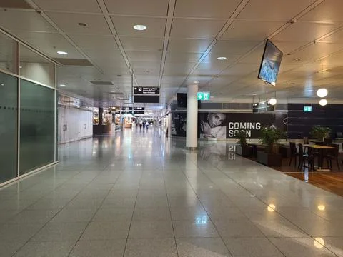 Empty Airport Concourse in Munich Germany 写真素材