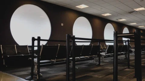 Empty airport seating lounge during COVID-19 Stock Footage 129344848