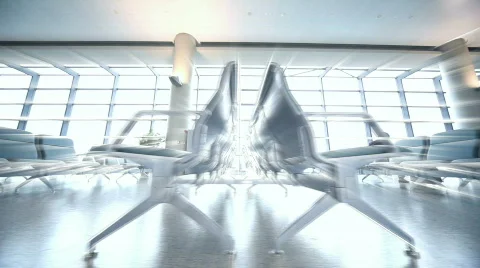 Empty Airport Terminal Stock Footage