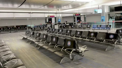 An Empty Airport Terminal Seating Area Stock Footage 145660236