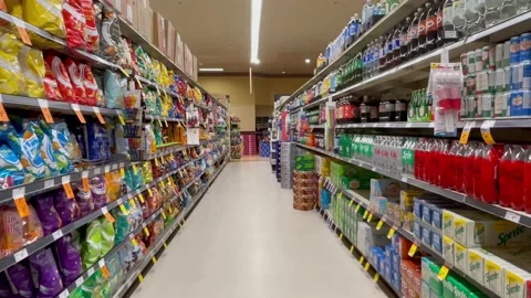 Empty Aisle in Superstore Market Stock-Footage 230722097