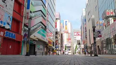 Empty Akihabara, locked-off cam in front of Akihabara Station, April 2020. Stock Footage 156833646