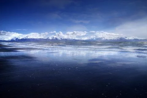 Empty alaskan beach Stock Photos