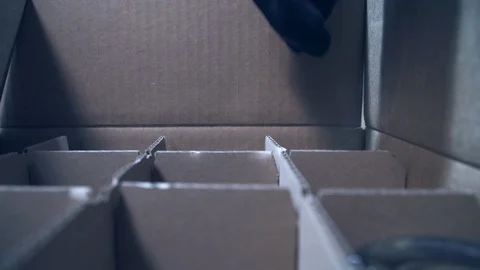 Empty alcohol bottles in supply box before during bottling process Stock Footage 87119475