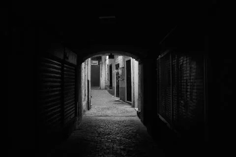 Empty alley at night Stock Photos