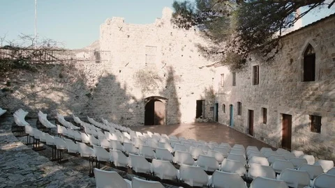 Empty Amphitheater in  the Old Town Bar in Montenegro Stock Footage 90346878