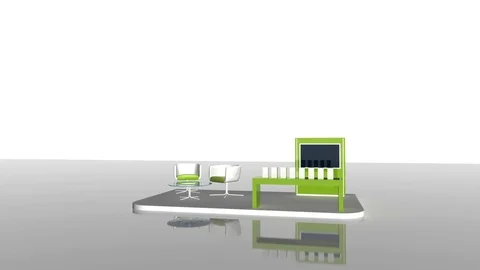 Empty and blank green exhibition booth Video stock 81477121